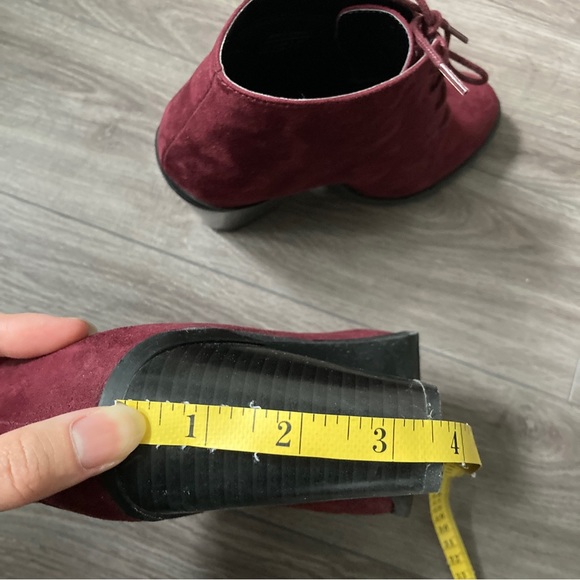 Red/Wine Suede Heeled Booties - Picture 6 of 7